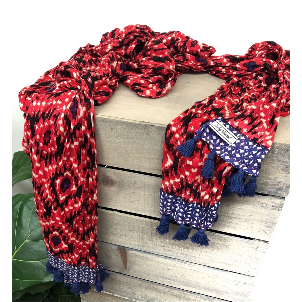 Lucky Brand Red, White, Black and Blue Scarf